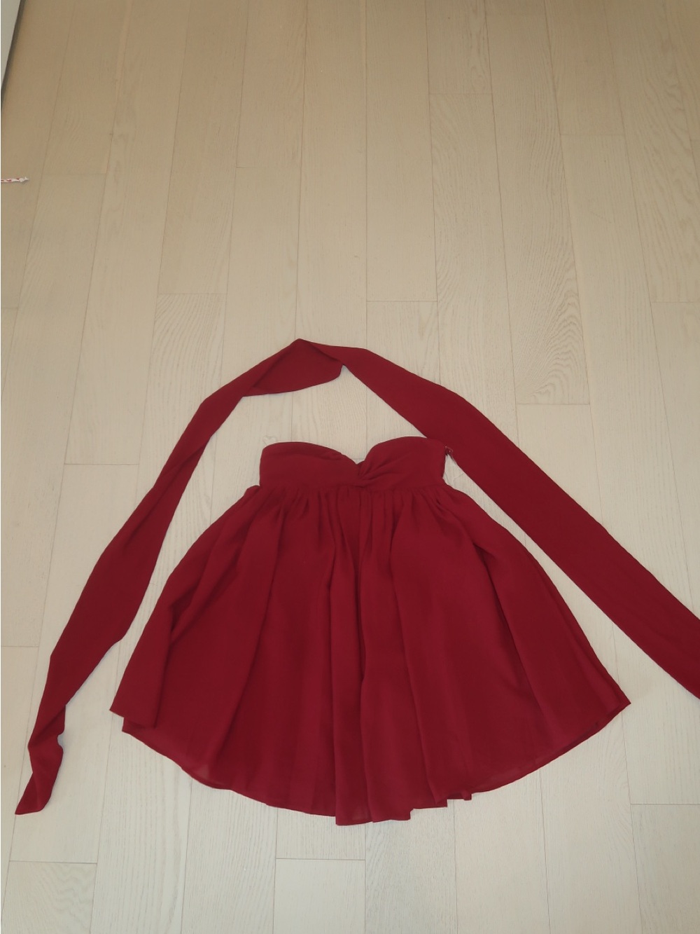 Peppermayo Red Strapless Mini Dress with Long Sash